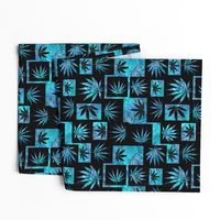 Marijuana Leaf Turquoise Squares