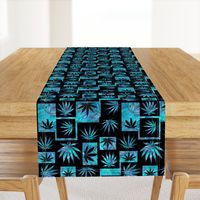 Marijuana Leaf Turquoise Squares