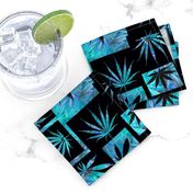 Marijuana Leaf Turquoise Squares