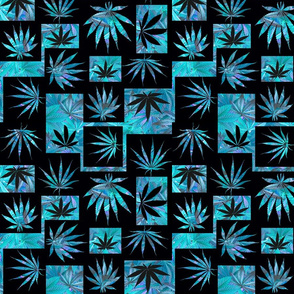 Marijuana Leaf Turquoise Squares