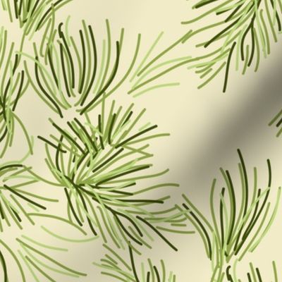 16-19F Cream Pine Tree || Needle Pinecone Green Winter Mountain Traditional Evergreen Fir_Miss Chiff Designs