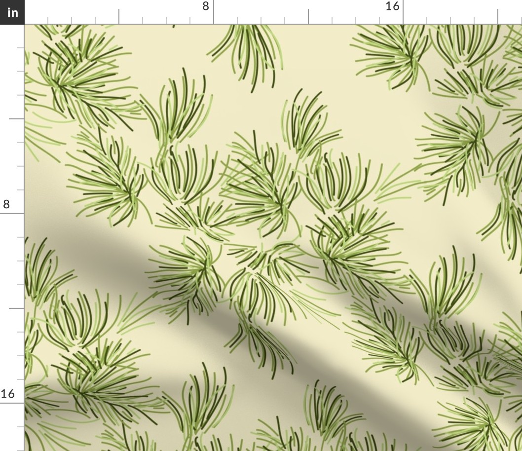 16-19F Cream Pine Tree || Needle Pinecone Green Winter Mountain Traditional Evergreen Fir_Miss Chiff Designs