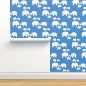 Elephants (white on blue)