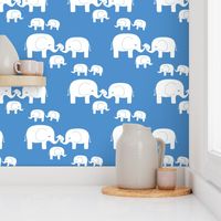 Elephants (white on blue)