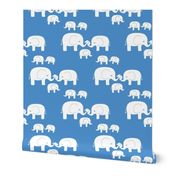 Elephants (white on blue)