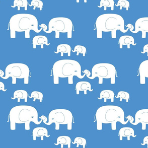 Elephants (white on blue)