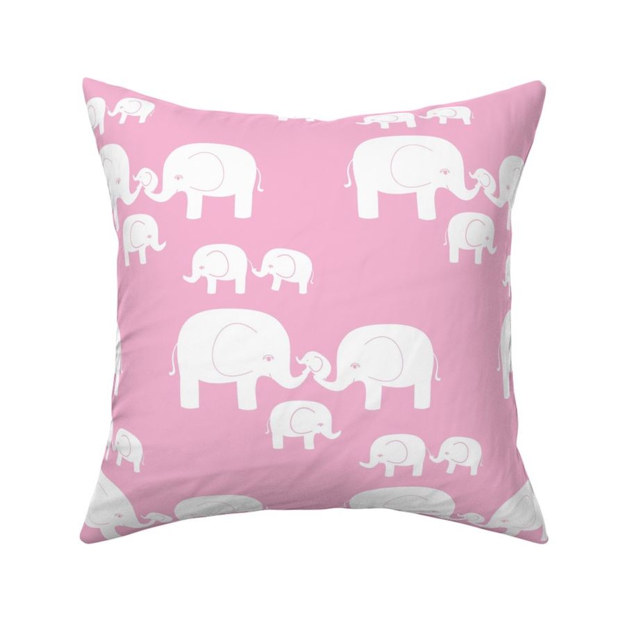 Elephants (white on pink)