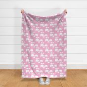 Elephants (white on pink)