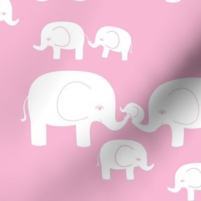 Elephants (white on pink)