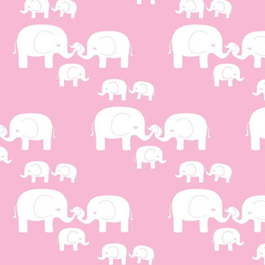 Elephants (white on pink)