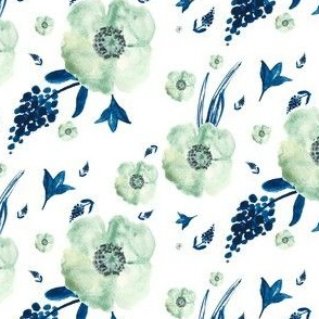 Blue & White Floral Print