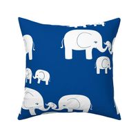 Elephants (white on a deep blue)