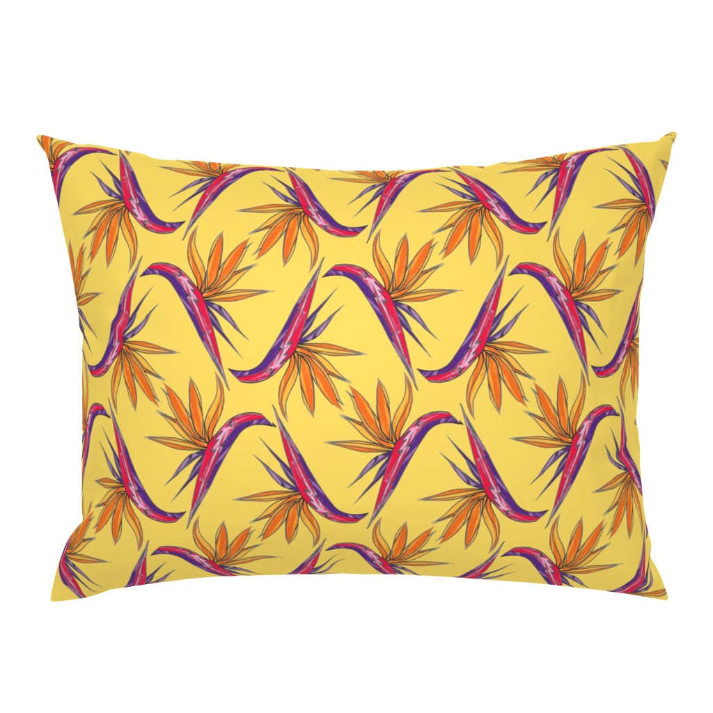 Birds of Paradise on Yellow