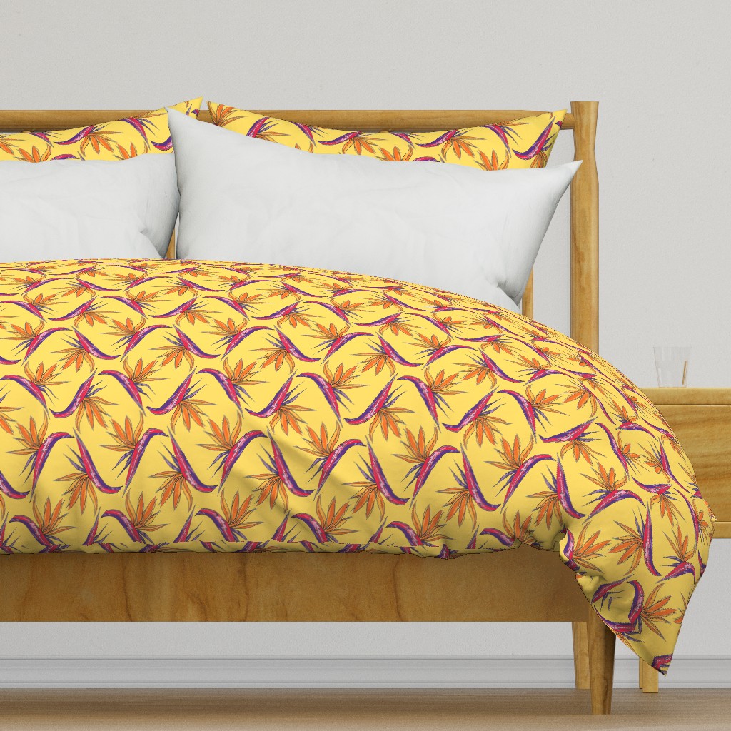 Birds of Paradise on Yellow