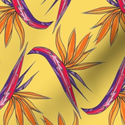 Birds of Paradise on Yellow