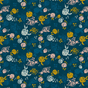 Brushstroke Floral in Navy