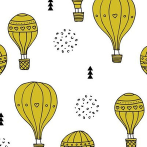 Sweet dreams hot air balloon sky scandinavian geometric style design gender neutral mustard yellow XL