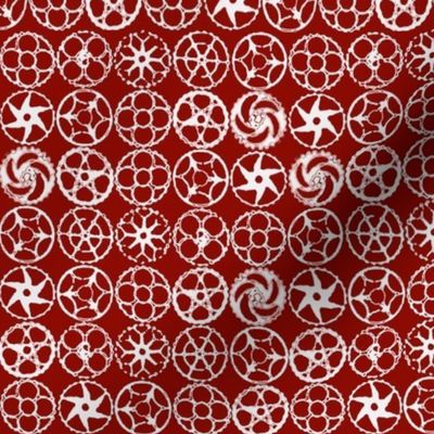 gears in red and white