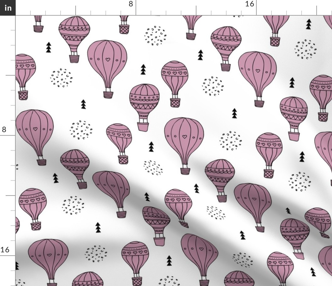 Sweet dreams hot air balloon sky scandinavian geometric style design violet lilac girls XL