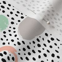 Circles dots and spots raw abstract brush strokes memphis scandinavian style mint coral XS