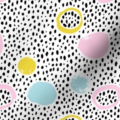 Circles dots and spots raw abstract brush strokes memphis scandinavian style multi color XS