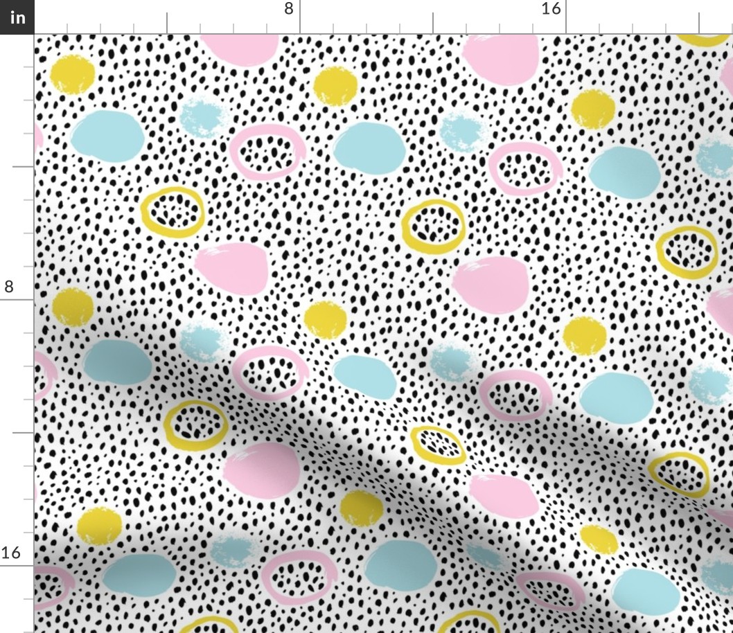 Circles dots and spots raw abstract brush strokes memphis scandinavian style multi color XS