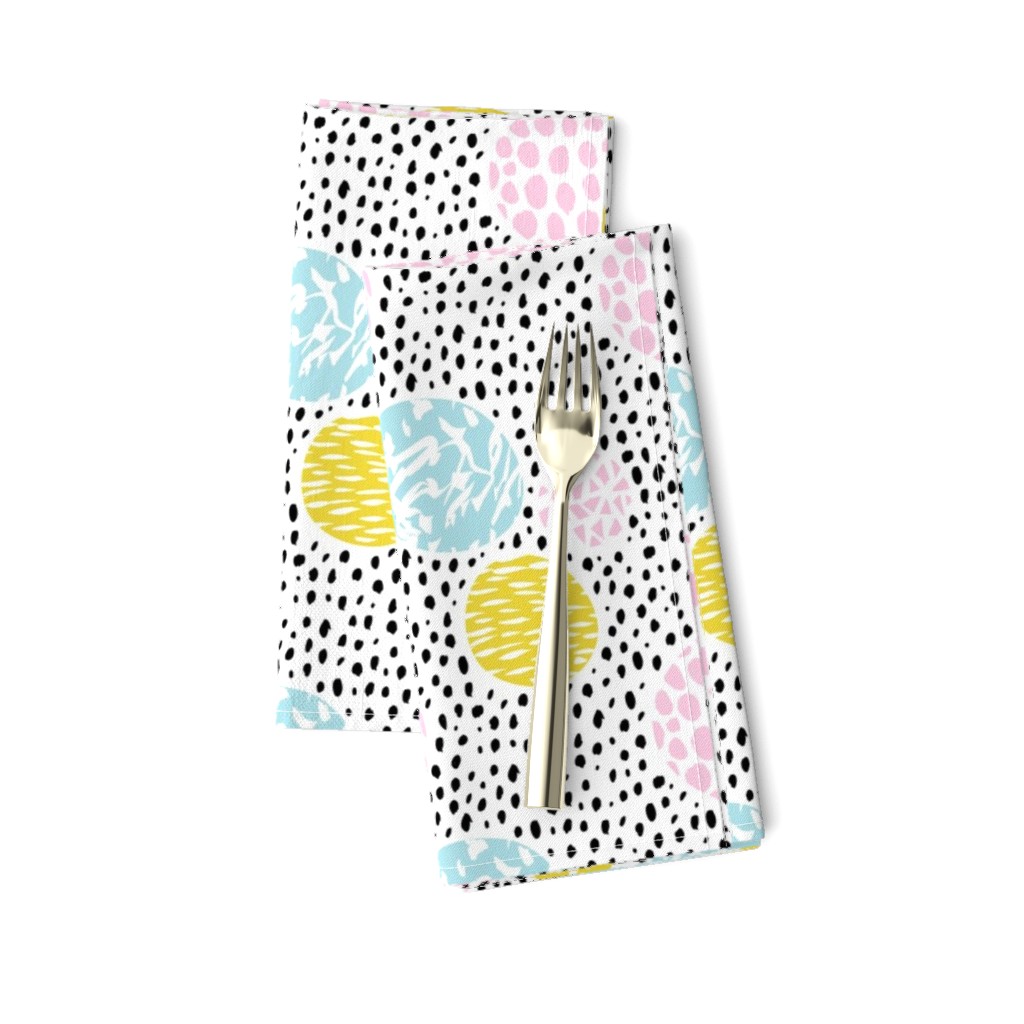 Circles dots and spots raw abstract brush strokes memphis scandinavian style multi color XS