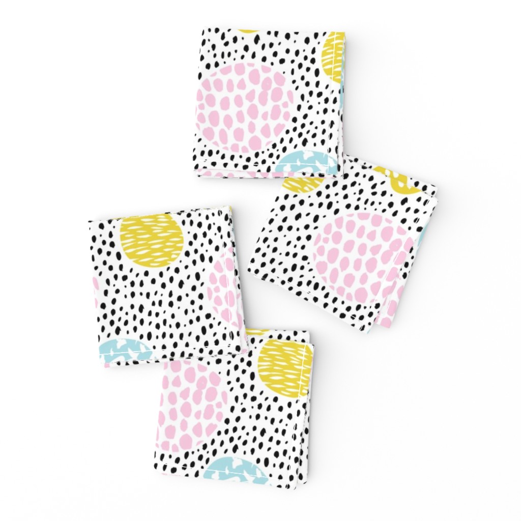 Circles dots and spots raw abstract brush strokes memphis scandinavian style multi color XS