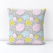 Circles dots and spots raw abstract brush strokes memphis scandinavian style multi color XS