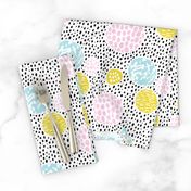 Circles dots and spots raw abstract brush strokes memphis scandinavian style multi color XS