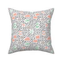 Strokes dots cross and spots raw abstract brush strokes memphis scandinavian style mint coral XS
