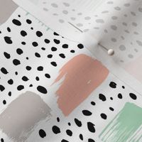 Strokes dots cross and spots raw abstract brush strokes memphis scandinavian style mint coral XS