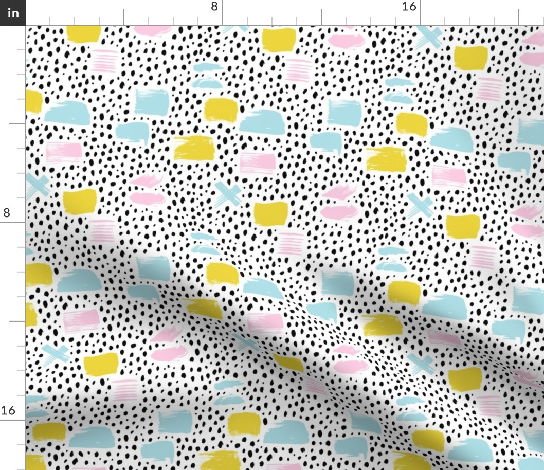 Strokes dots cross and spots raw abstract brush strokes memphis scandinavian style multi color XS