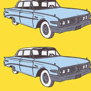 light blue 1960 Edsel Ranger on yellow background