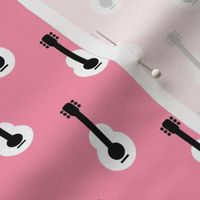 Cool retro scandinavian style guitar music instrument pink black and white