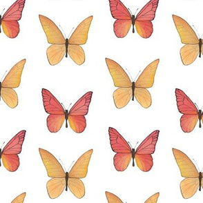 Red and Orange Watercolor Butterflies