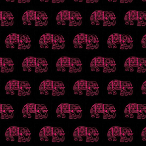 Fuchsia elephants on black