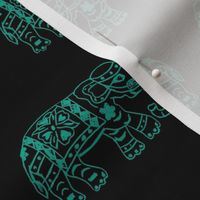 Teal elephants on Black