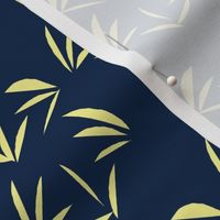 Buttery Yellow Oriental Tussocks on Indigo - Large Scale