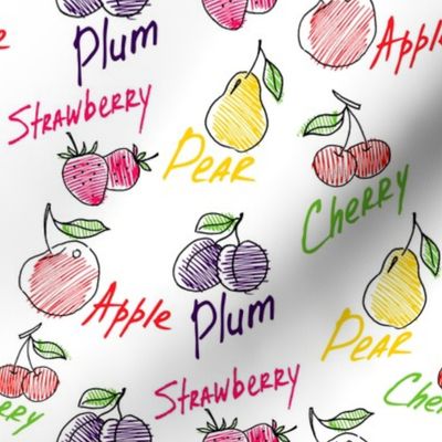 Hand drawn fruits mix seamless pattern