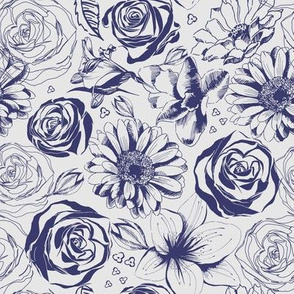 Hand drawn flowers pattern