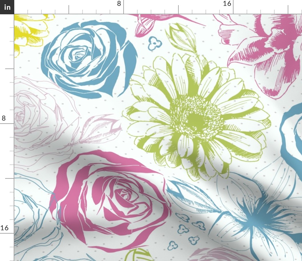 Hand drawn flowers pattern