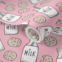 Milk and Cookies on Pink