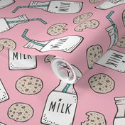 Milk and Cookies on Pink