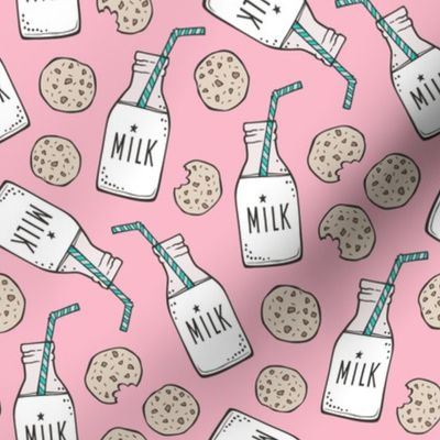 Milk and Cookies on Pink