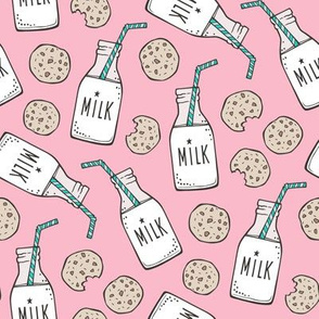 Milk and Cookies on Pink