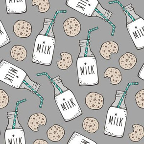 Milk and Cookies on Dark Grey