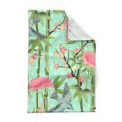 Bamboo, Birds and Blossoms on mint