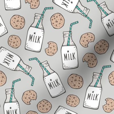 Milk and Cookies on Light Grey