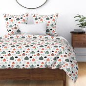 Fall fruit geometric pumpkin design scandinavian style halloween print coral mint orange